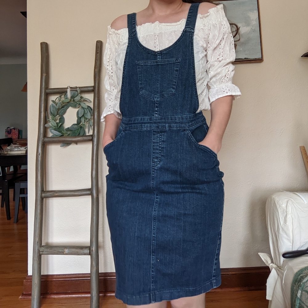 Denim overall dress